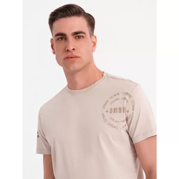  Pánske tričko OMBRE OM-TSWT-0202 BÉŽOVÁ 