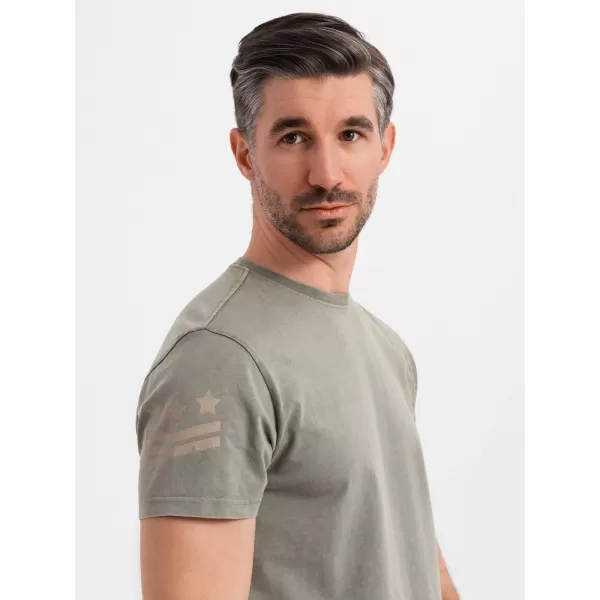  Pánske tričko OMBRE OM-TSWT-0202 SVETLÝ OLIVOVÝ 