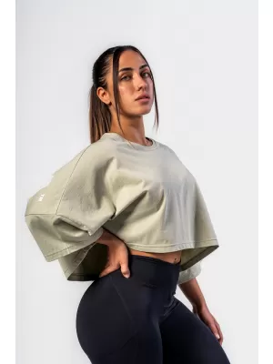 Oversized crop tričko JUST FLOW 431 LIGHT GREEN Nebbia
