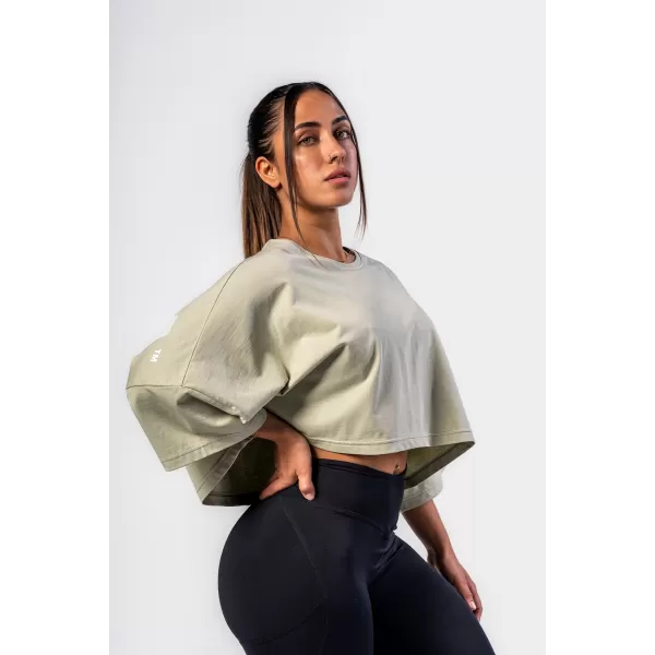  Oversized crop tričko JUST FLOW 431 LIGHT GREEN Nebbia 