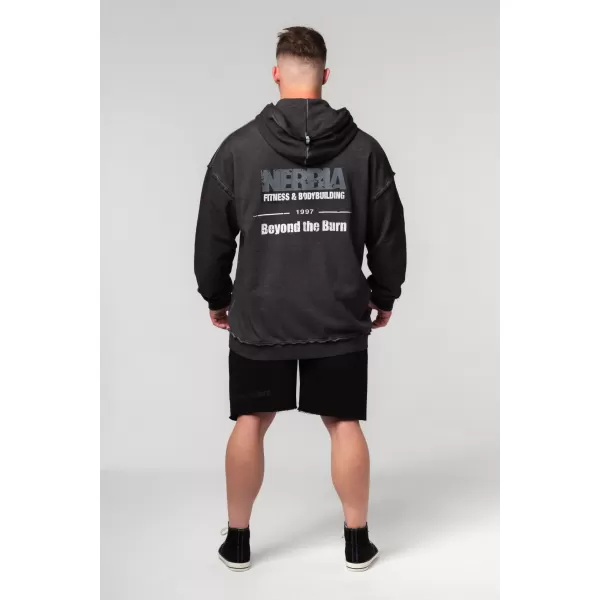  Vypraná mikina na zips GYM BRO 362 BLACK Nebbia 