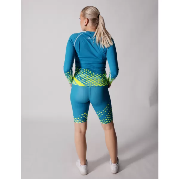  Dámske prémiové funkčné tričko s dlhým rukávom ALTISPORT VOJ/ALW109TR03 SMARAGDOVÁ/FLUO ŽLTÁ 