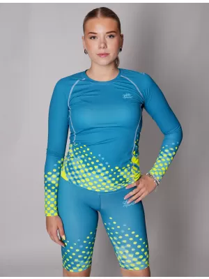 Dámske prémiové funkčné tričko s dlhým rukávom ALTISPORT VOJ/ALW109TR03 SMARAGDOVÁ/FLUO ŽLTÁ