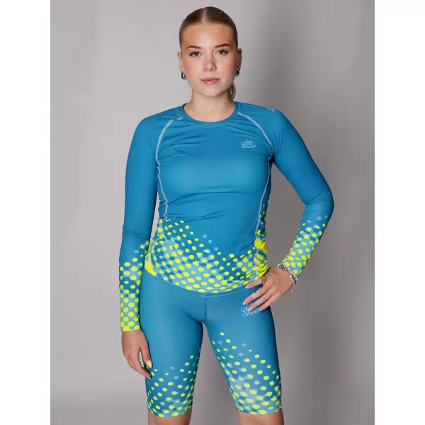  Dámske prémiové funkčné tričko s dlhým rukávom ALTISPORT VOJ/ALW109TR03 SMARAGDOVÁ/FLUO ŽLTÁ 