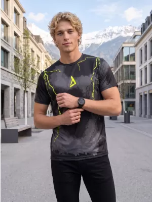 Prémiové pánske funkčné tričko ALTISPORT VOJ/ALM113TR01 ČIERNO-FLUO ŽLTÁ