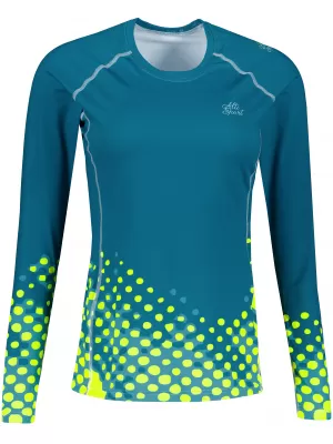 Dámske prémiové funkčné tričko s dlhým rukávom ALTISPORT VOJ/ALW109TR03 SMARAGDOVÁ/FLUO ŽLTÁ