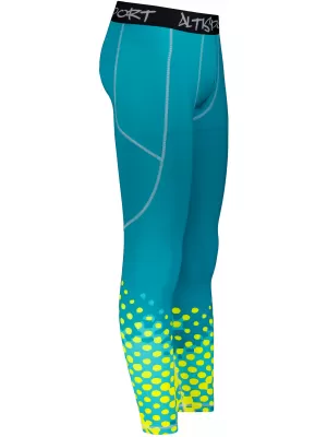 Dlhé pánske prémiové športové legíny ALTISPORT VOJ/ALM109LEG01 SMARAGD-FLUO