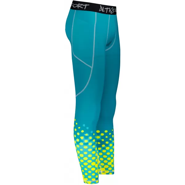  Dlhé pánske prémiové športové legíny ALTISPORT VOJ/ALM109LEG01 SMARAGD-FLUO 