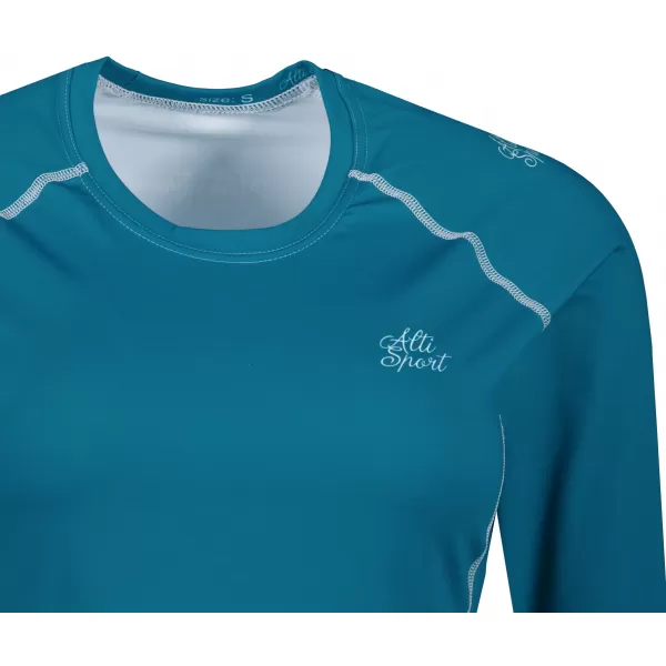  Dámske prémiové funkčné tričko s dlhým rukávom ALTISPORT VOJ/ALW109TR03 SMARAGDOVÁ/FLUO ŽLTÁ 