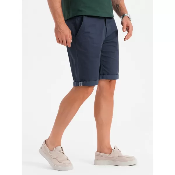  Pánske šortky OMBRE OM-SRCS-0197 NÁMORNÍCKA MODRÁ 