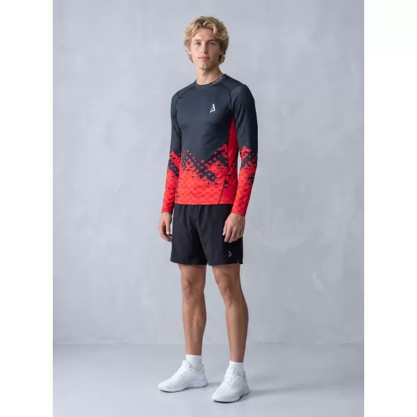  Funkčná kompresia mužov T -shirt s prémiou s dlhým rukávom ALTISPORT VOJ/ALM109TR03 ČERVENÁ/ČIERNA 