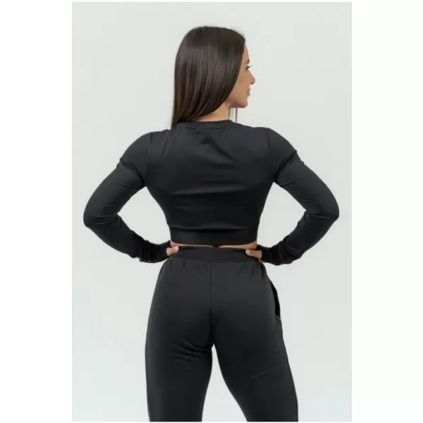  Dámsky crop top s dlhým rukávom INTENSE Perform 839 BLACK Nebbia 