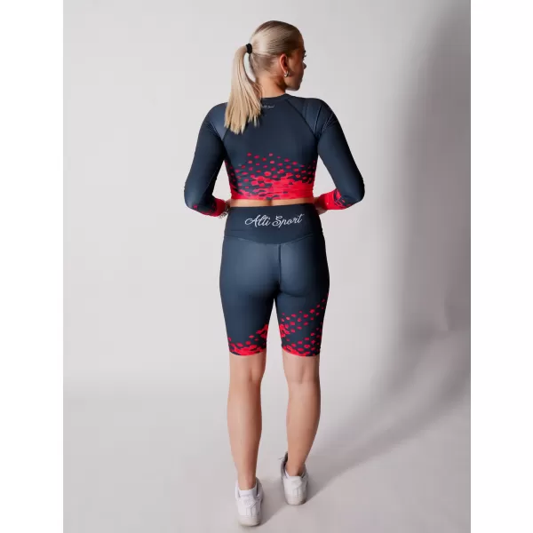  Dámsky funkčný prémiový crop top ALTISPORT VOJ/ALW109TR04 ČERVENO-ČIERNE 