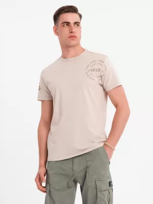 Pánske tričko OMBRE OM-TSWT-0202 BÉŽOVÁ