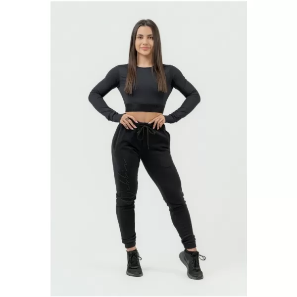  Dámsky crop top s dlhým rukávom INTENSE Perform 839 BLACK Nebbia 