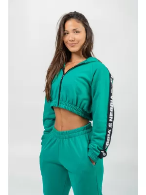 Crop mikina s kapucňou ICONIC 254 GREEN Nebbia