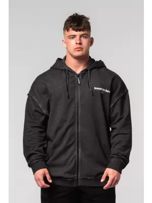 Vypraná mikina na zips GYM BRO 362 BLACK Nebbia