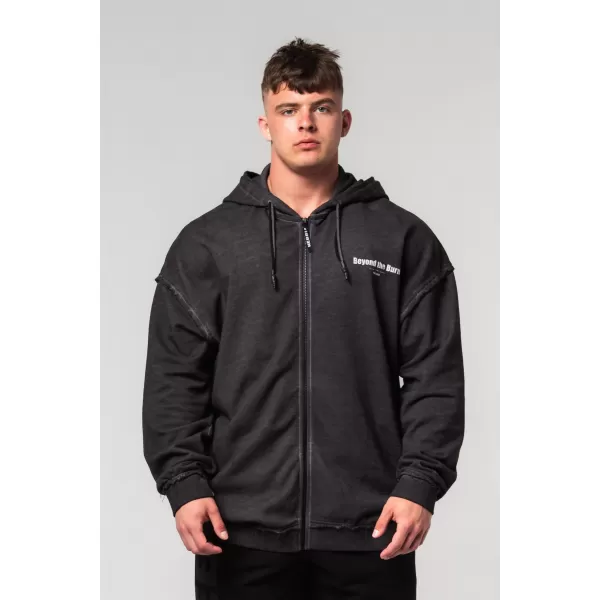  Vypraná mikina na zips GYM BRO 362 BLACK Nebbia 
