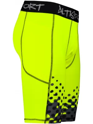 Pánske športové legíny nad kolená premium ALTISPORT VOJ/ALM109LEG02 FLUO ŽLTÁ
