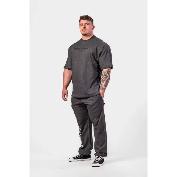  Vyprané Oversized tričko ŽIADNE SHORTCUTS 369 BLACK Nebbia 