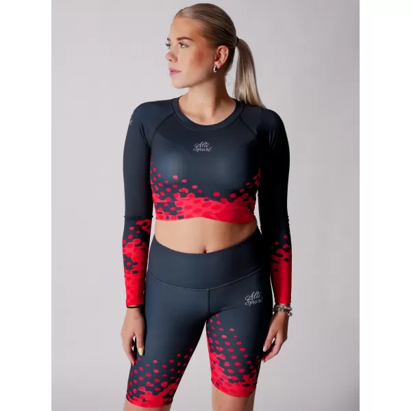  Dámsky funkčný prémiový crop top ALTISPORT VOJ/ALW109TR04 ČERVENO-ČIERNE 