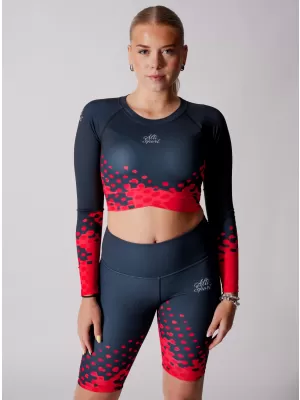 Dámsky funkčný prémiový crop top ALTISPORT VOJ/ALW109TR04 ČERVENO-ČIERNE