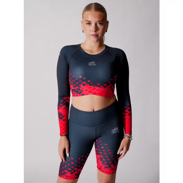  Dámsky funkčný prémiový crop top ALTISPORT VOJ/ALW109TR04 ČERVENO-ČIERNE 
