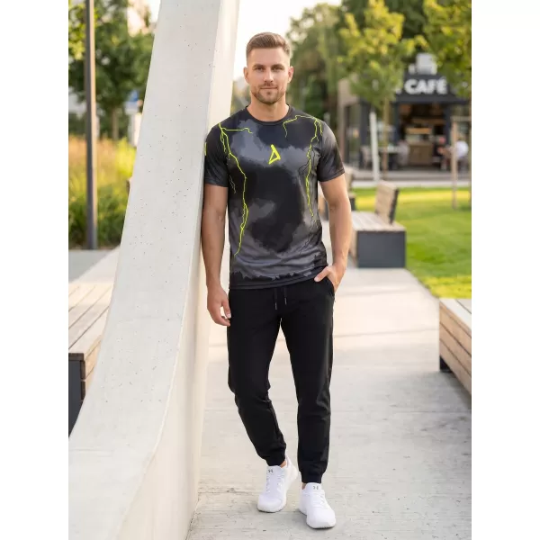  Prémiové pánske funkčné tričko ALTISPORT VOJ/ALM113TR01 ČIERNO-FLUO ŽLTÁ 