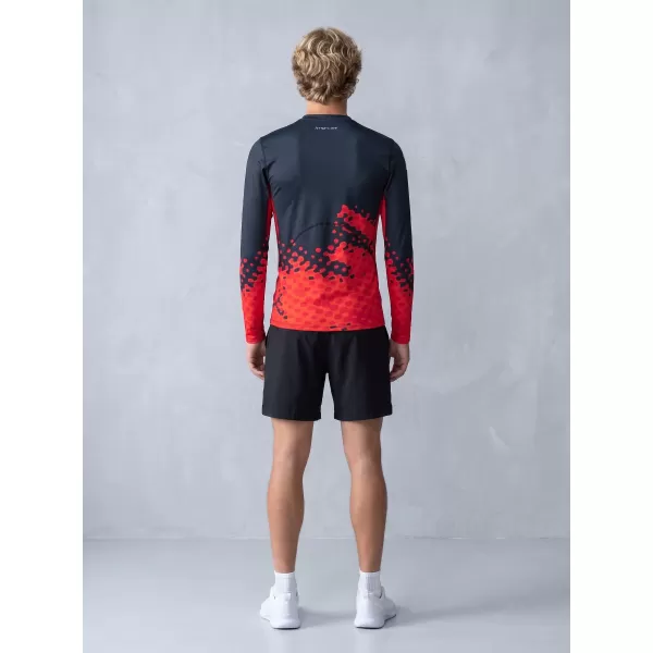  Funkčná kompresia mužov T -shirt s prémiou s dlhým rukávom ALTISPORT VOJ/ALM109TR03 ČERVENÁ/ČIERNA 