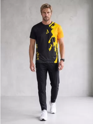Prémiové pánske funkčné tričko ALTISPORT VOJ/ALM112TR01 ČIERNO-FLUO ORANŽOVÁ