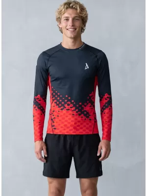 Funkčná kompresia mužov T -shirt s prémiou s dlhým rukávom ALTISPORT VOJ/ALM109TR03 ČERVENÁ/ČIERNA