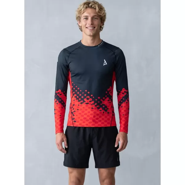  Funkčná kompresia mužov T -shirt s prémiou s dlhým rukávom ALTISPORT VOJ/ALM109TR03 ČERVENÁ/ČIERNA 