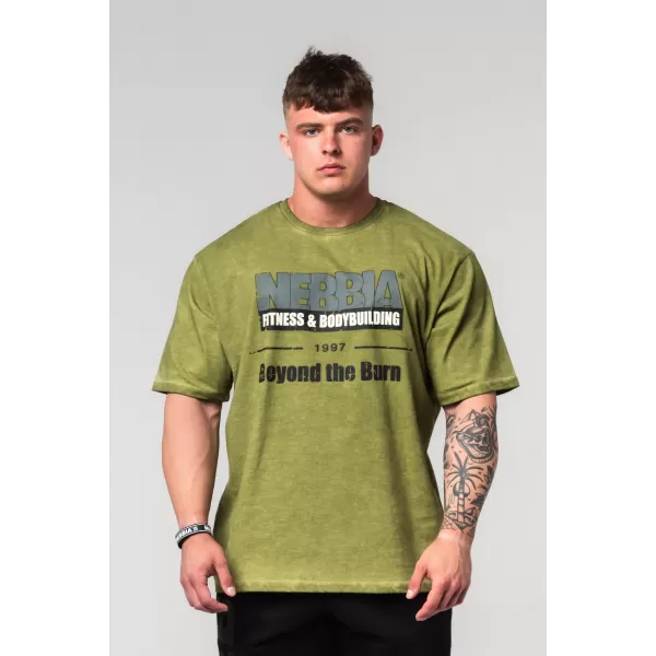  Vyprané oversized tričko HERITAGE 355 GREEN Nebbia 