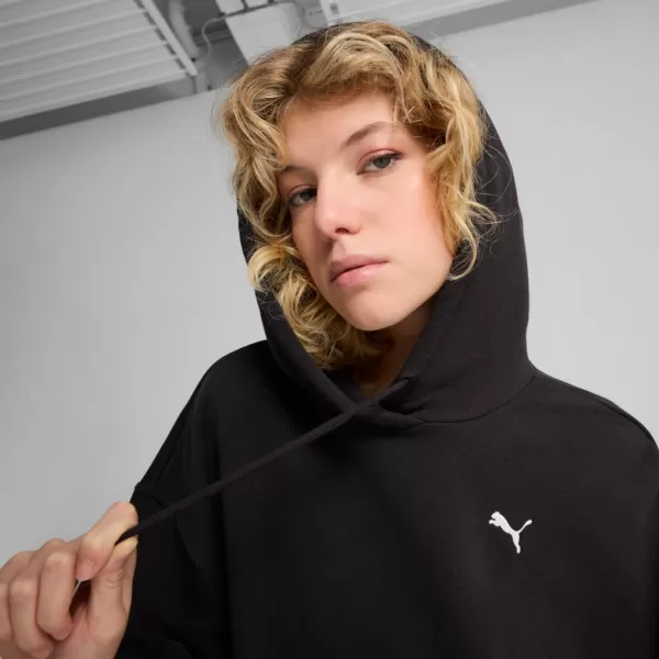  Dámska mikina PUMA WARDROBE ESS RELAXED CROPPED HOODIE TR 629746-01 ČIERNY 