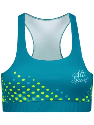 Dámska prémiová funkčná športová podprsenka ALTISPORT VOJ/ALW109POD01 SMARAGDOVÁ/FLUO ŽLTÁ