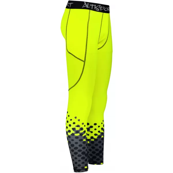  Dlhé pánske prémiové športové legíny ALTISPORT VOJ/ALM109LEG01 FLUO ŽLTÁ 