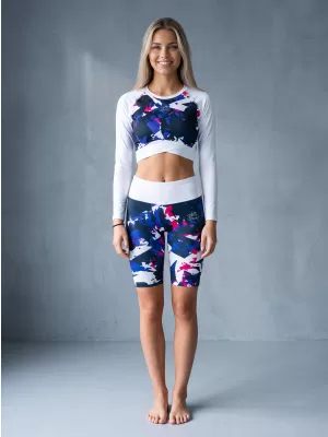 Dámsky funkčný prémiový crop top ALTISPORT VOJ/ALW110TR04 FIALOVÁ A BIELA