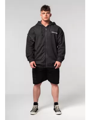 Vypraná mikina na zips GYM BRO 362 BLACK Nebbia