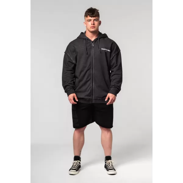  Vypraná mikina na zips GYM BRO 362 BLACK Nebbia 