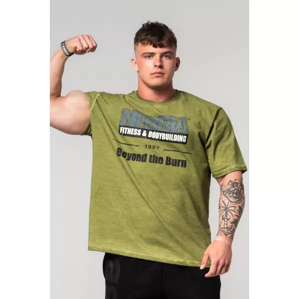  Vyprané oversized tričko HERITAGE 355 GREEN Nebbia 