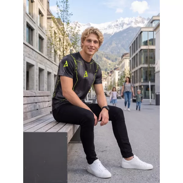  Prémiové pánske funkčné tričko ALTISPORT VOJ/ALM113TR01 ČIERNO-FLUO ŽLTÁ 