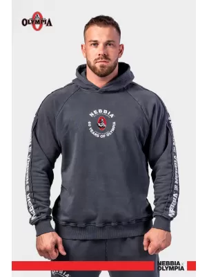 Praná mikina s kapucňou HERITAGE 793 BLACK Nebbia