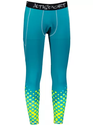 Dlhé pánske prémiové športové legíny ALTISPORT VOJ/ALM109LEG01 SMARAGD-FLUO