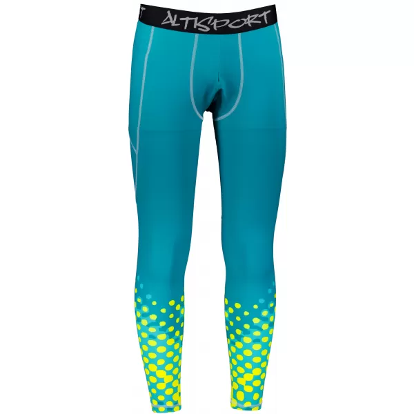  Dlhé pánske prémiové športové legíny ALTISPORT VOJ/ALM109LEG01 SMARAGD-FLUO 