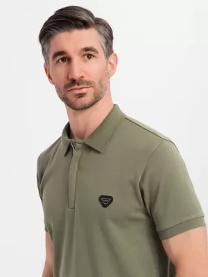 Pánska polokošeľa OMBRE OM-POSS-0148 OLIVOVÝ
