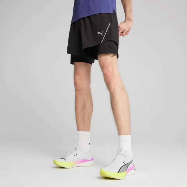  Kraťasy PUMA M RUN ULTRAWEAVE 2IN1 5"" SHORT​ 526635-01 ČIERNY 