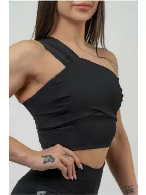 Dámska športová podprsenka s vysokou podporou INTENSE Asymmetric 841 BLACK/GOLD Nebbia