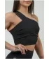 Dámska športová podprsenka s vysokou podporou INTENSE Asymmetric 841 BLACK/GOLD Nebbia