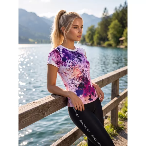  Dámske prémiové funkčné tričko ALTISPORT VOJ/ALW055TR01 FIALOVÁ/ORANŽOVÁ 