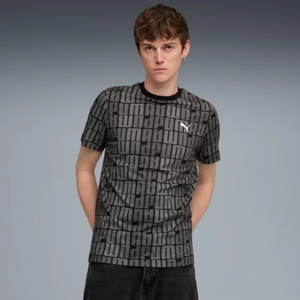  Pánske tričko PUMA ESS LOGO LAB AOP TEE 688185-01 ČIERNA 